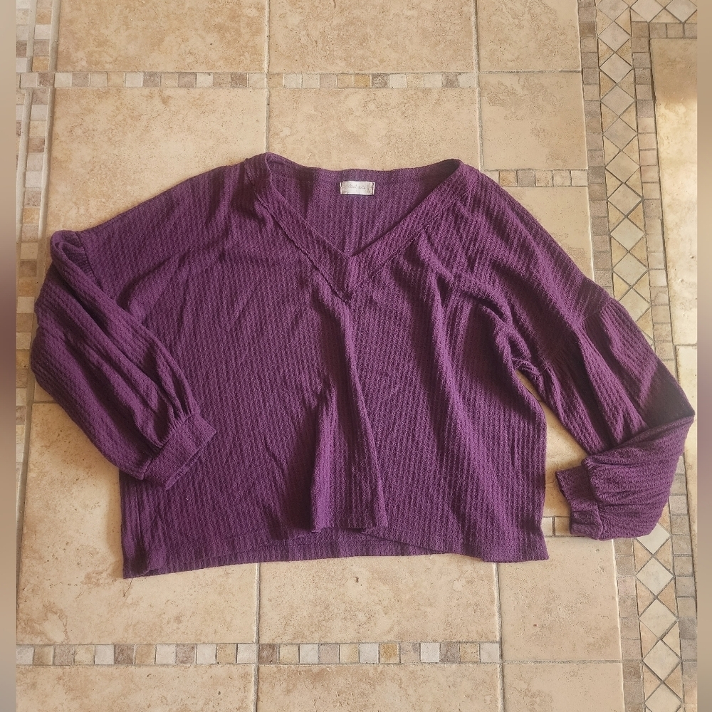 Altar'd State Deep Purple Textured Knit  Cropped Top